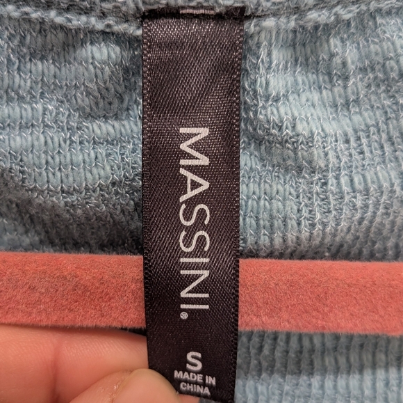 Massini Blue Heathered Handkerchief Hem Tunic Top Long Sleeve Boho Size S - Picture 2 of 8